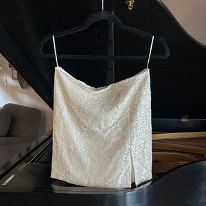 Amanda Uprichard Sequin White Mini Skirt